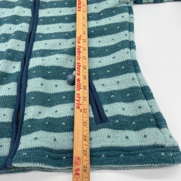 Laundromat Stuff Wool Knit Zip Up Sweater Stripe Fleece Lined - Blue - Picture 4 of 13